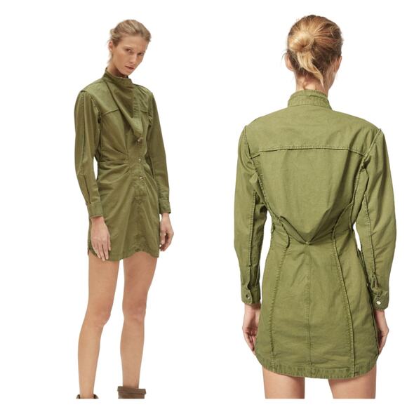 ISABEL MARANT Etoile $555 Ro Linore Dress Khaki Green Size 34 - Picture 2 of 10
